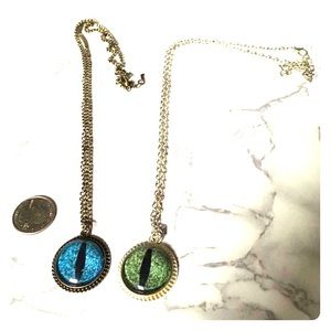 Two cat eye necklaces